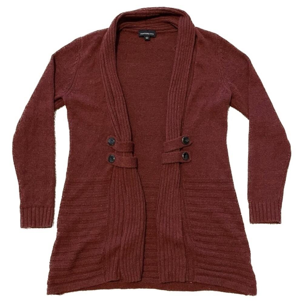 Fortune and Ivy Cardigan Open front Sweater Raiden Tab Women’s size Small Orange - Picture 4 of 10